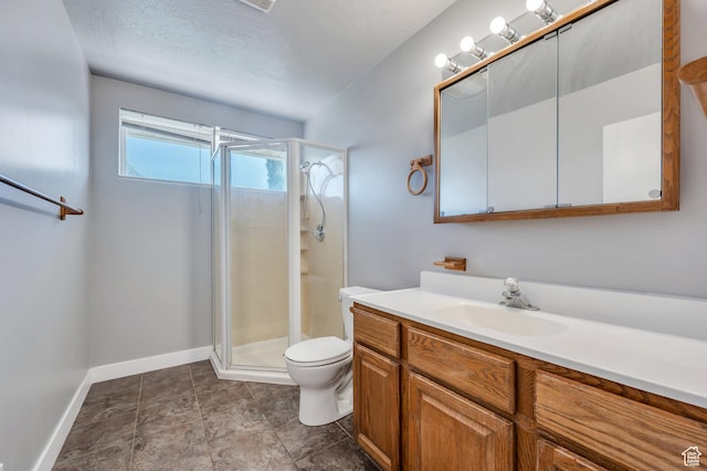4940 S Atwood Blvd, Murray, UT 84107 - bathroom featuring a stall shower, vanity, and a textured ceiling