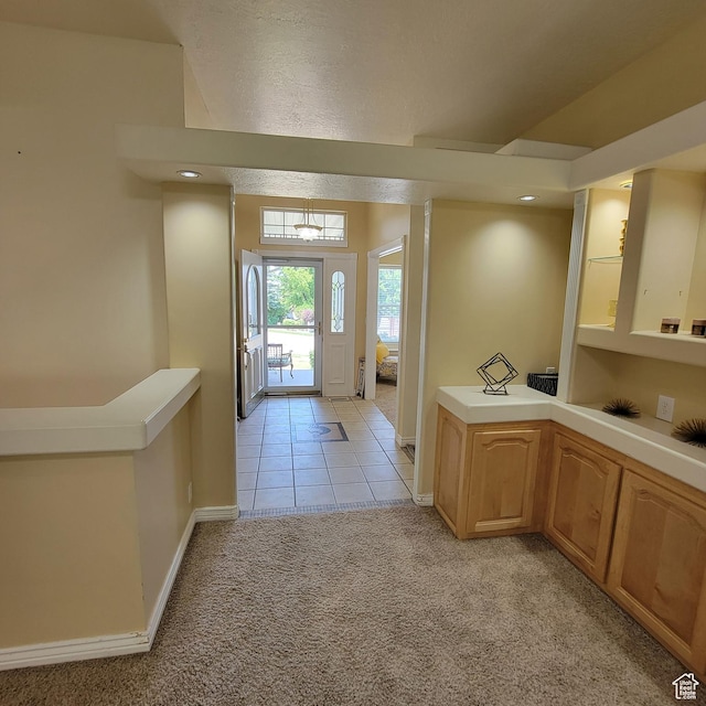 5272 S 1035 E, South Ogden, UT 84403 - entryway with a chandelier, light colored carpet, light tile patterned floors, and recessed lighting