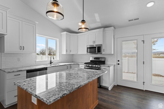 837 N 980 W Unit 66, Tremonton, UT 84337 - kitchen with stainless steel appliances, healthy amount of natural light, backsplash, lofted ceiling, and dark wood finished floors