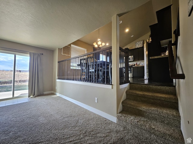 2175 E 1000 N, Ballard, UT 84066 - stairs with a chandelier, carpet floors, and recessed lighting