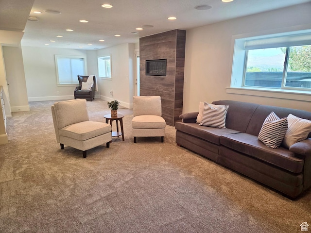 3501 E Golden Eagle Rd N, Eagle Mountain, UT 84005 - carpeted living area featuring recessed lighting and plenty of natural light