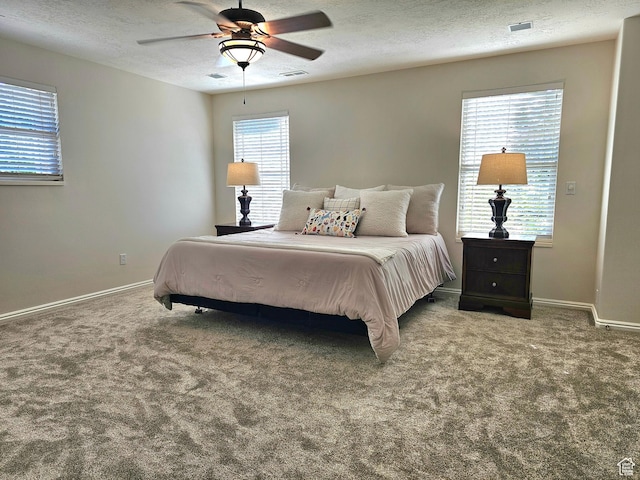 3501 E Golden Eagle Rd N, Eagle Mountain, UT 84005 - bedroom featuring a textured ceiling, carpet floors, and ceiling fan