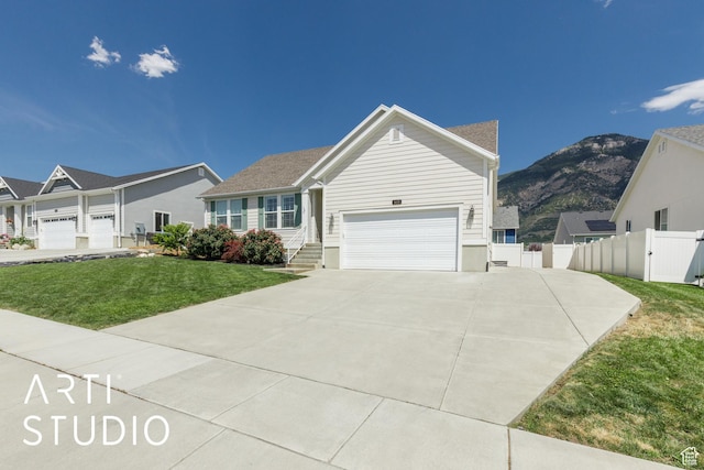 1608 N 500 E, North Ogden, UT 84404 - ranch-style home with driveway, a mountain view, a garage, and a gate