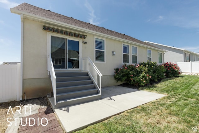 1608 N 500 E, North Ogden, UT 84404 - entrance to property with stucco siding and a patio