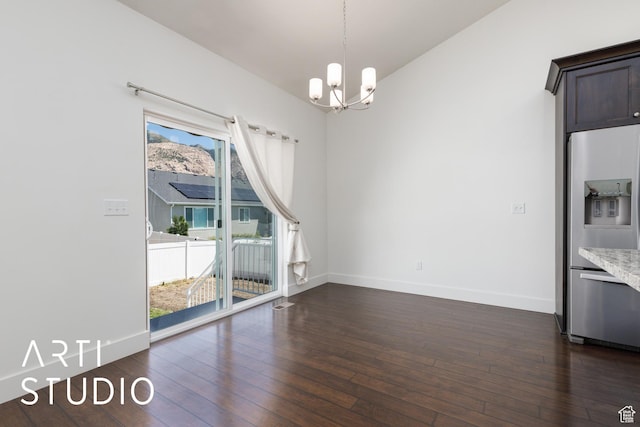 1608 N 500 E, North Ogden, UT 84404 - unfurnished dining area featuring a chandelier and dark wood-type flooring