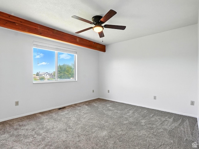 3992 S 4665 W, West Valley City, UT 84120 - spare room featuring carpet floors, a ceiling fan, and beamed ceiling