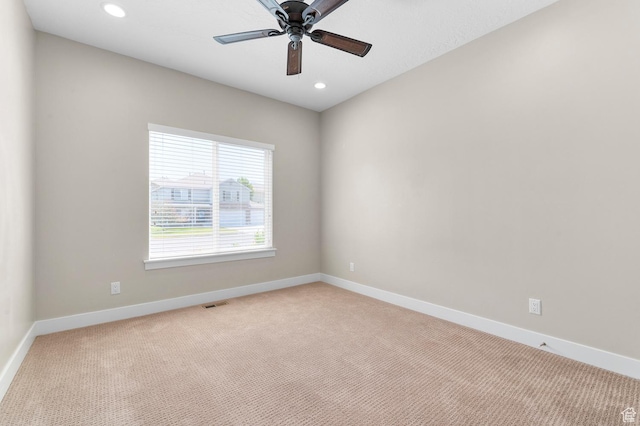 13703 S Blayde Dr, Herriman, UT 84096 - unfurnished room with light carpet, recessed lighting, and ceiling fan