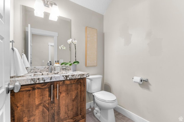 13703 S Blayde Dr, Herriman, UT 84096 - half bathroom with vanity, tile patterned flooring, and lofted ceiling