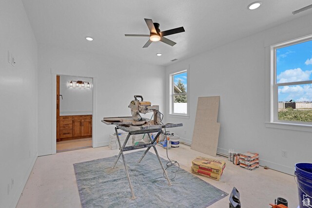 496 S 30 E, Franklin, ID 83237 - home office featuring ceiling fan and recessed lighting