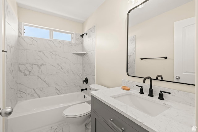 4012 N Bounty Cv W, Lehi, UT 84043 - full bathroom featuring vanity, washtub / shower combination, and marble look tile flooring
