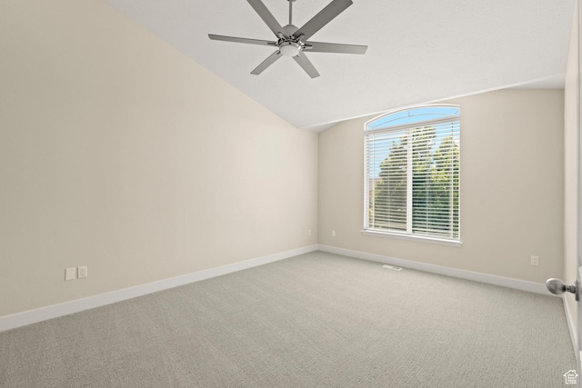 4012 N Bounty Cv W, Lehi, UT 84043 - unfurnished room featuring a ceiling fan, light colored carpet, and lofted ceiling