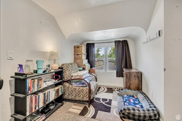 3981 S 500 E, Millcreek, UT 84107 - sitting room featuring vaulted ceiling and a textured ceiling