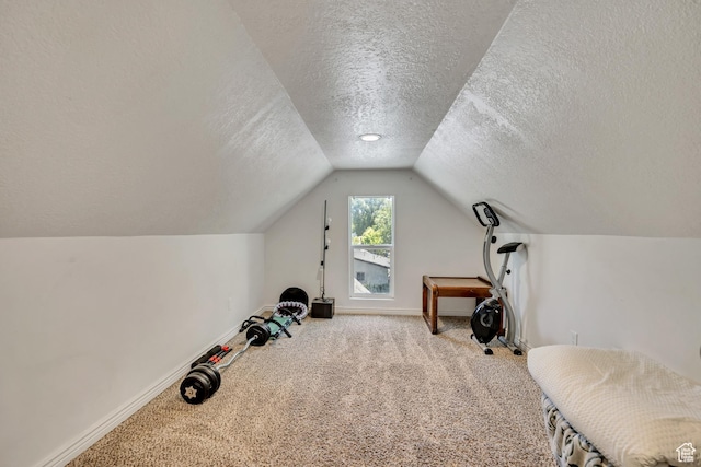 3981 S 500 E, Millcreek, UT 84107 - exercise room with a textured ceiling, carpet, and lofted ceiling