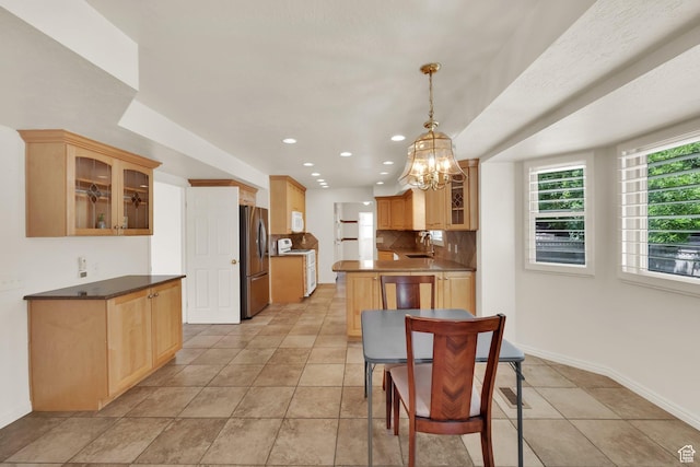 1604 W Roenewood Cir S, Taylorsville, UT 84123 - dining area with a chandelier, recessed lighting, and light tile patterned flooring