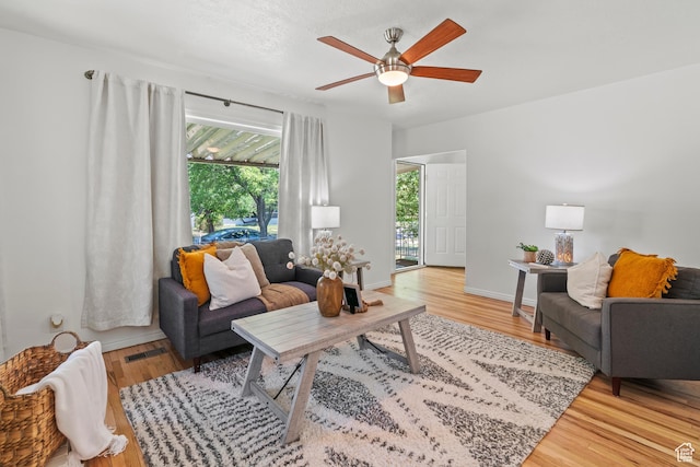 722 E 50 S, Provo, UT 84606 - living room featuring a ceiling fan and wood finished floors