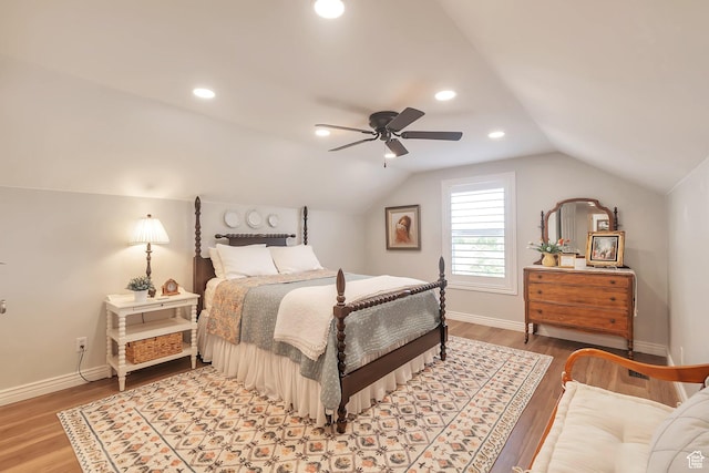 314 E 1290 S, Payson, UT 84651 - bedroom featuring vaulted ceiling, wood finished floors, ceiling fan, and recessed lighting
