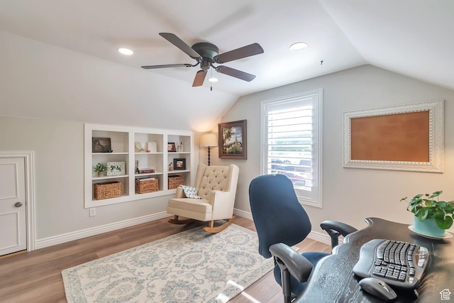 314 E 1290 S, Payson, UT 84651 - office featuring vaulted ceiling, ceiling fan, wood finished floors, and recessed lighting