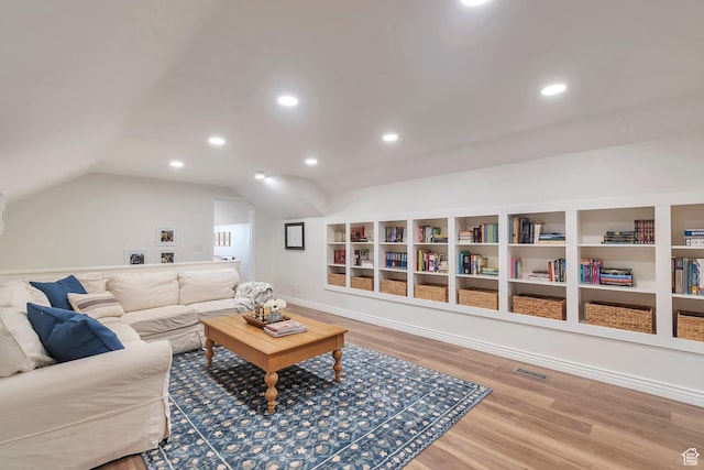 314 E 1290 S, Payson, UT 84651 - living area with wood finished floors, vaulted ceiling, and recessed lighting