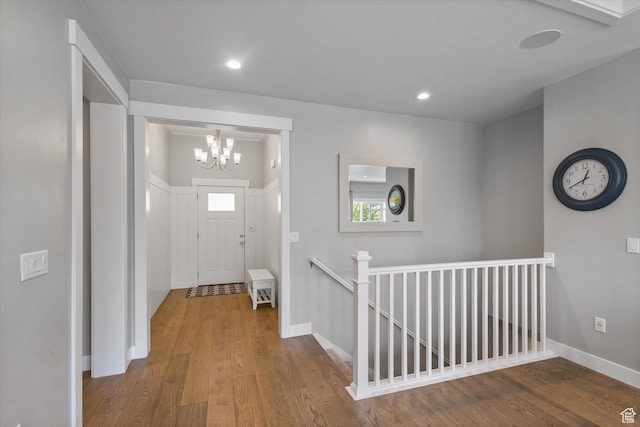 605 W 1660 S, Provo, UT 84601 - foyer entrance featuring a chandelier, wood finished floors, healthy amount of natural light, and recessed lighting