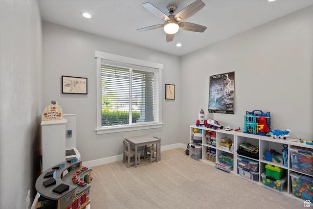 605 W 1660 S, Provo, UT 84601 - recreation room featuring a ceiling fan, carpet, and recessed lighting
