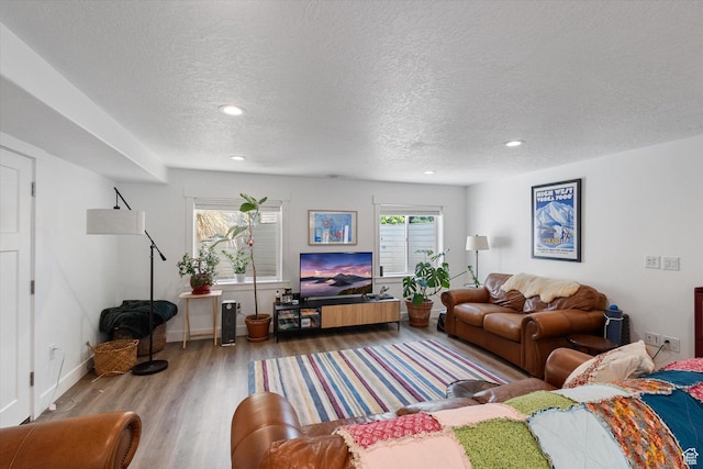 605 W 1660 S, Provo, UT 84601 - living area with wood finished floors, a textured ceiling, and recessed lighting