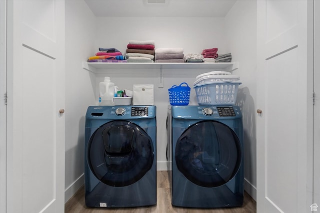 605 W 1660 S, Provo, UT 84601 - laundry room with washing machine and dryer and wood finished floors