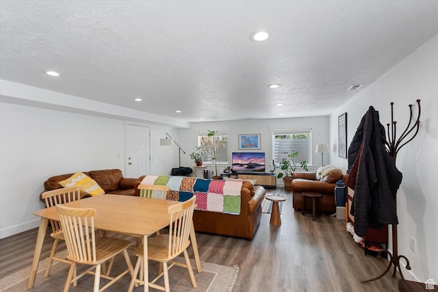 605 W 1660 S, Provo, UT 84601 - dining space with wood finished floors, a textured ceiling, and recessed lighting