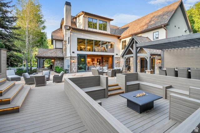 5155 E Canyon Rd, Morgan, UT 84050 - wooden terrace featuring an outdoor living space with a fire pit