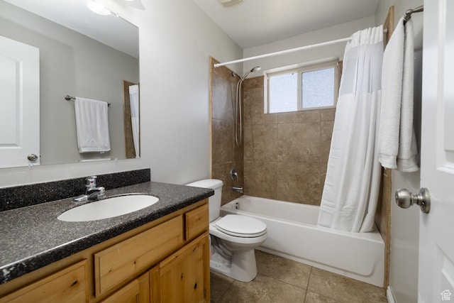 4145 W 700 N, Vernal, UT 84078 - full bathroom featuring shower / bath combo, vanity, and tile patterned floors