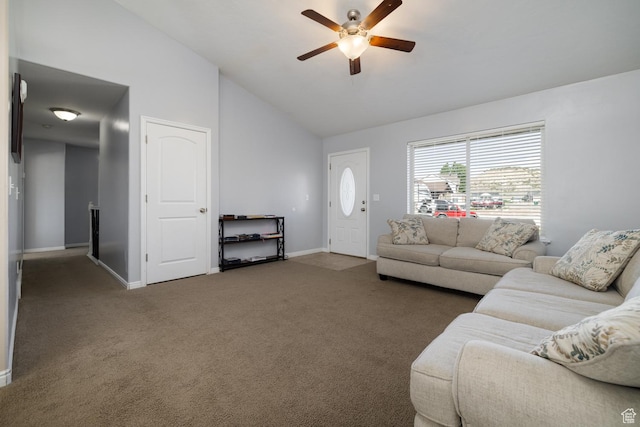 4145 W 700 N, Vernal, UT 84078 - carpeted living area featuring ceiling fan and lofted ceiling