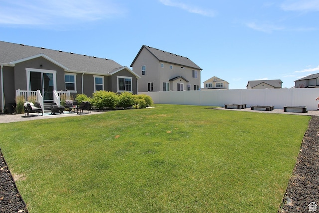 6255 N Wanlass Hl, Eagle Mountain, UT 84005 - view of yard featuring a patio and an outdoor fire pit