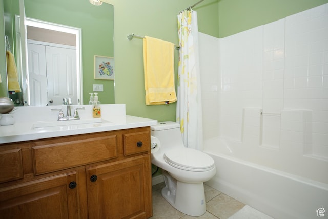 6628 N Malachite Way, Stansbury Park, UT 84074 - bathroom featuring vanity, shower / tub combo with curtain, and tile patterned floors