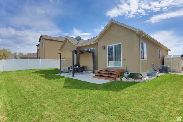 6628 N Malachite Way, Stansbury Park, UT 84074 - rear view of house with a patio area, stucco siding, entry steps, and a pergola