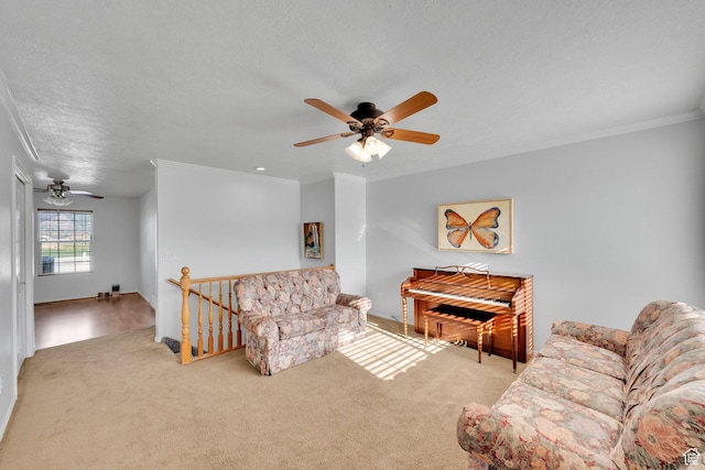 563 S 1850 E, Spanish Fork, UT 84660 - carpeted living area with a ceiling fan and crown molding