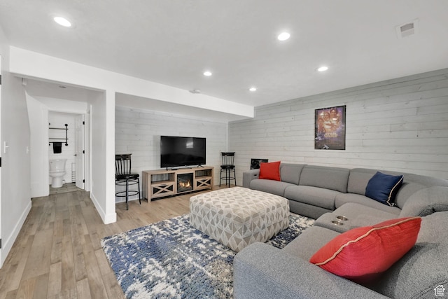 371 E Braidhill Dr, Draper, UT 84020 - living area featuring wood finished floors, wooden walls, and recessed lighting