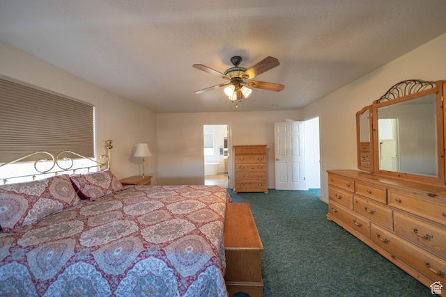 190 E 600 N, Ferron, UT 84523 - carpeted bedroom featuring a ceiling fan and ensuite bathroom