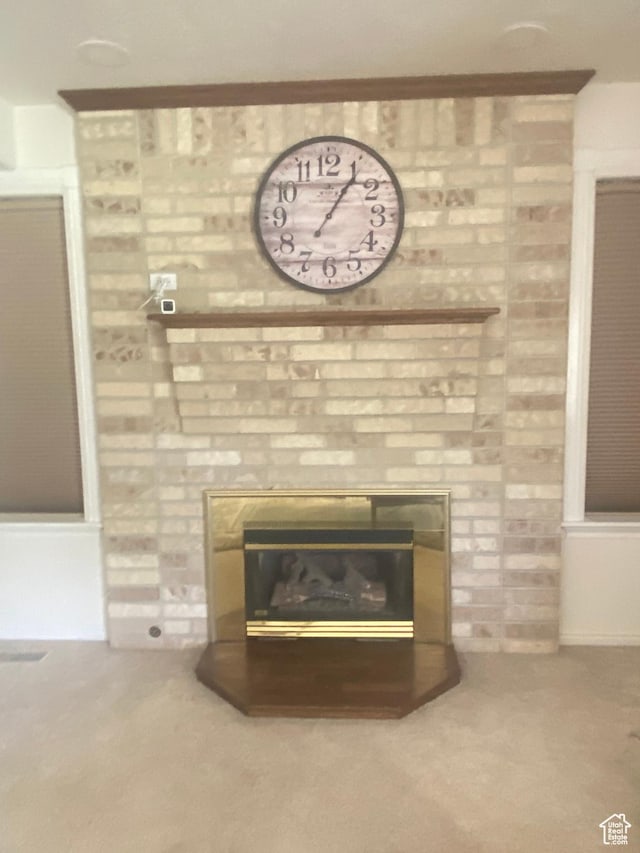 190 E 600 N, Ferron, UT 84523 - detailed view of carpet flooring and a large fireplace