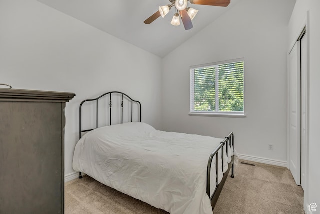 2725 S 700 E Unit O, Salt Lake City, UT 84106 - bedroom with carpet floors, lofted ceiling, a ceiling fan, and a closet