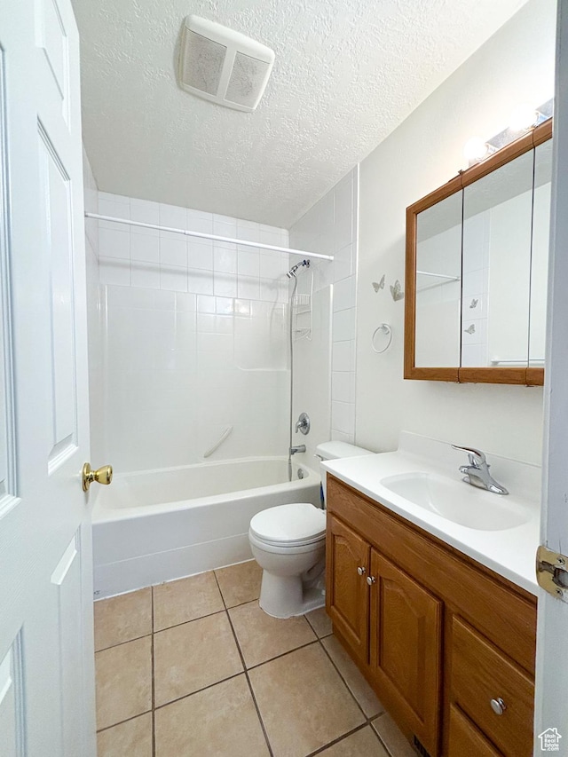 480 N 550 W, Huntington, UT 84528 - full bathroom with vanity, shower / bathtub combination, a textured ceiling, and tile patterned flooring