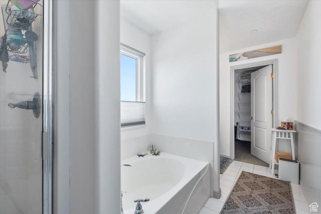 1721 E Lone Oak Dr, Draper, UT 84020 - bathroom featuring a bath, tile patterned floors, and a shower stall