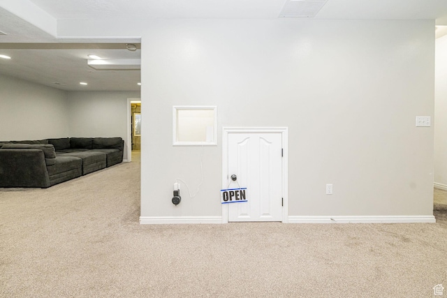 2524 W Martingale Cir S, South Jordan, UT 84095 - unfurnished living room featuring carpet flooring and recessed lighting
