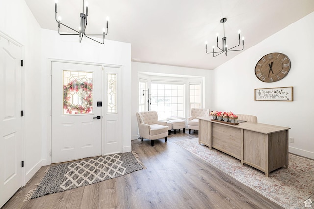 2524 W Martingale Cir S, South Jordan, UT 84095 - foyer entrance featuring a chandelier, wood finished floors, and lofted ceiling