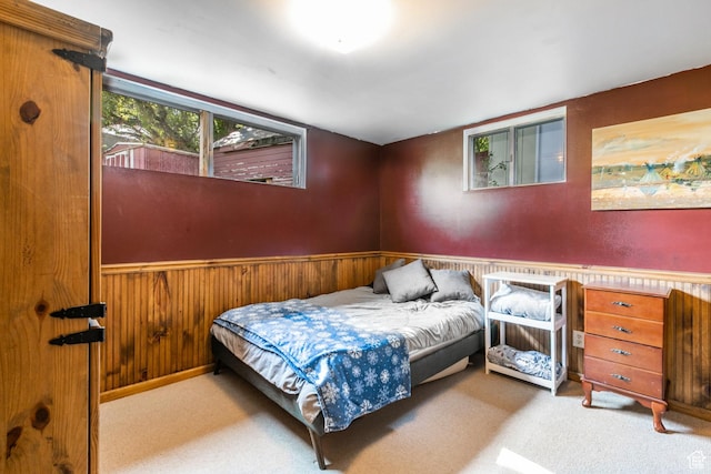 1455 S Hoytsville Rd, Coalville, UT 84017 - carpeted bedroom featuring wainscoting and wood walls