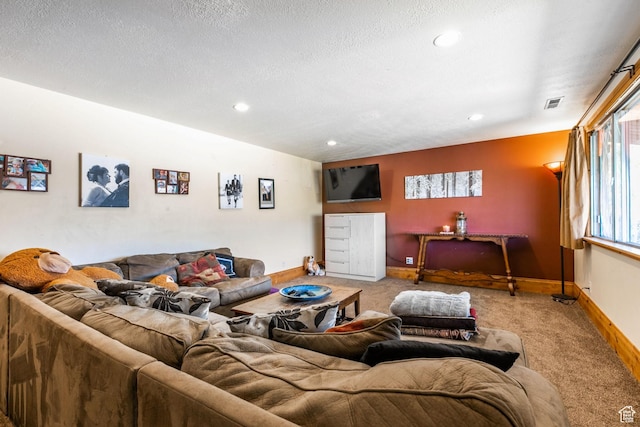 1455 S Hoytsville Rd, Coalville, UT 84017 - living area with carpet, recessed lighting, and a textured ceiling