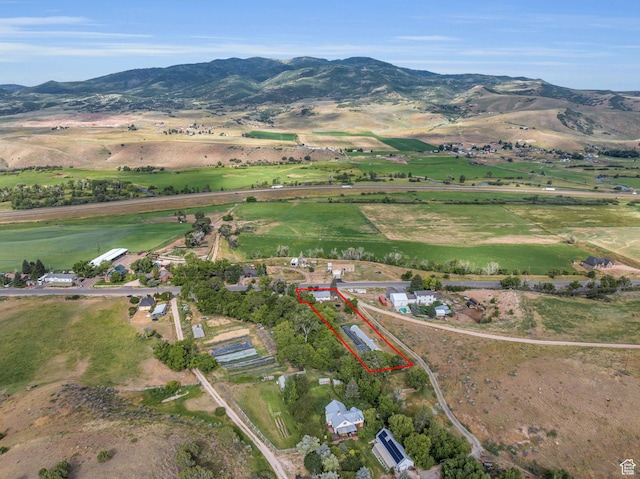 1455 S Hoytsville Rd, Coalville, UT 84017 - view of property location with property parcel outlined, rural landscape, and a mountain backdrop