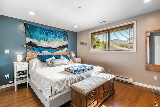 1455 S Hoytsville Rd, Coalville, UT 84017 - bedroom featuring wood finished floors, baseboard heating, and recessed lighting