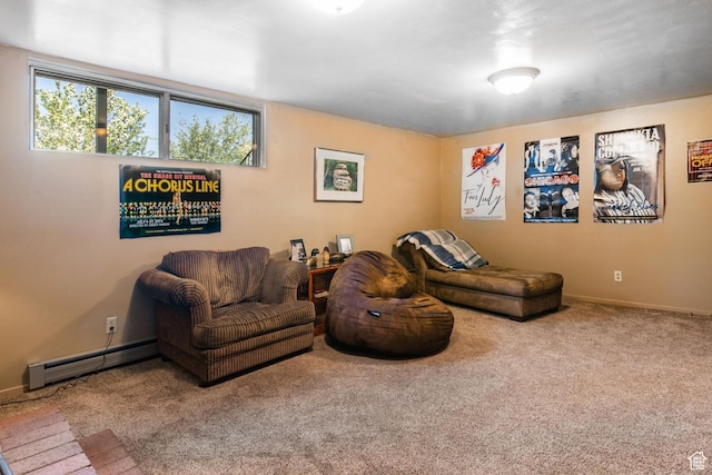 1455 S Hoytsville Rd, Coalville, UT 84017 - carpeted living area with a baseboard heating unit and baseboards