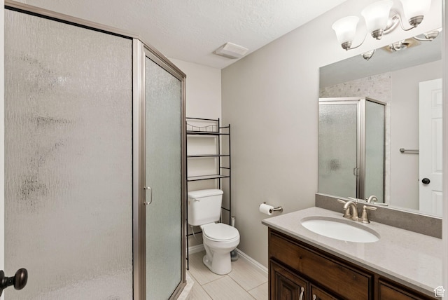 2198 N 1600 E, Layton, UT 84040 - bathroom with a stall shower, vanity, tile patterned flooring, and a textured ceiling