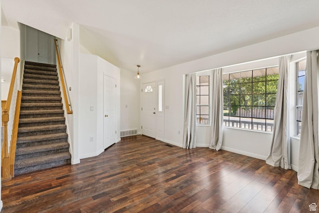 2198 N 1600 E, Layton, UT 84040 - foyer entrance featuring dark wood-style floors and stairway