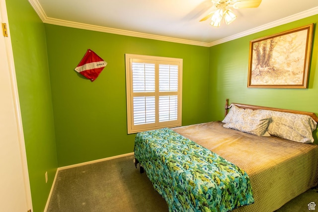 1471 W Stern Dr S, Taylorsville, UT 84123 - bedroom featuring carpet floors, crown molding, and a ceiling fan
